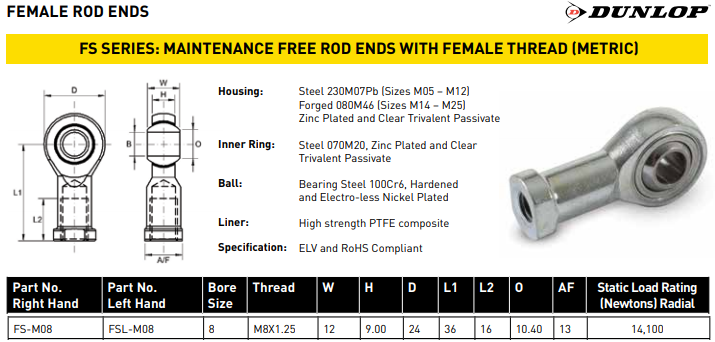 FS-M08 Rod End Bearing